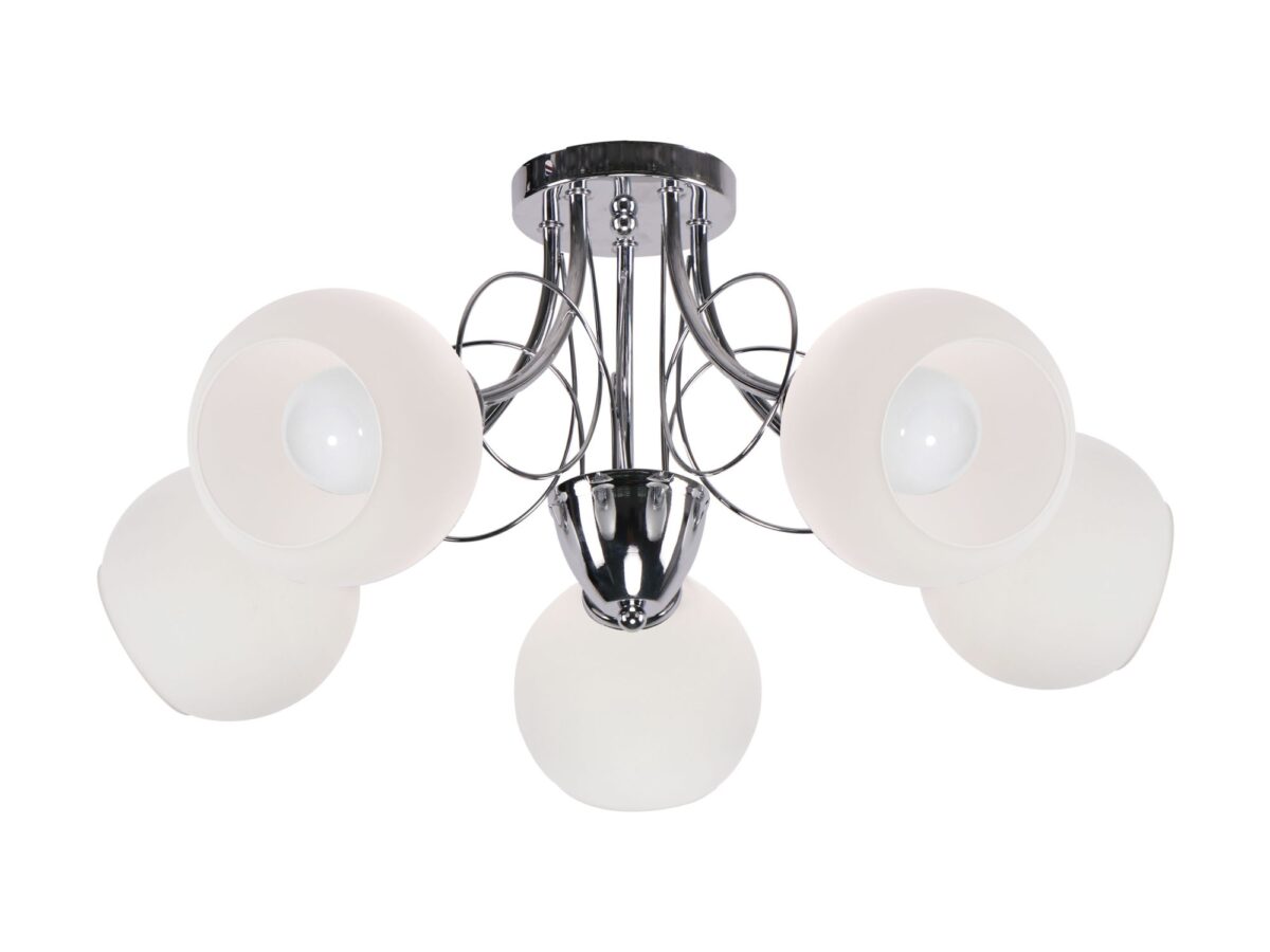 Lampa sufitowa z pięcioma kloszami Olasona 58 cm chrom