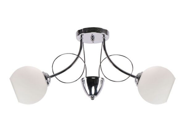 Lampa sufitowa Olasona chromowana z dwoma białymi kloszami