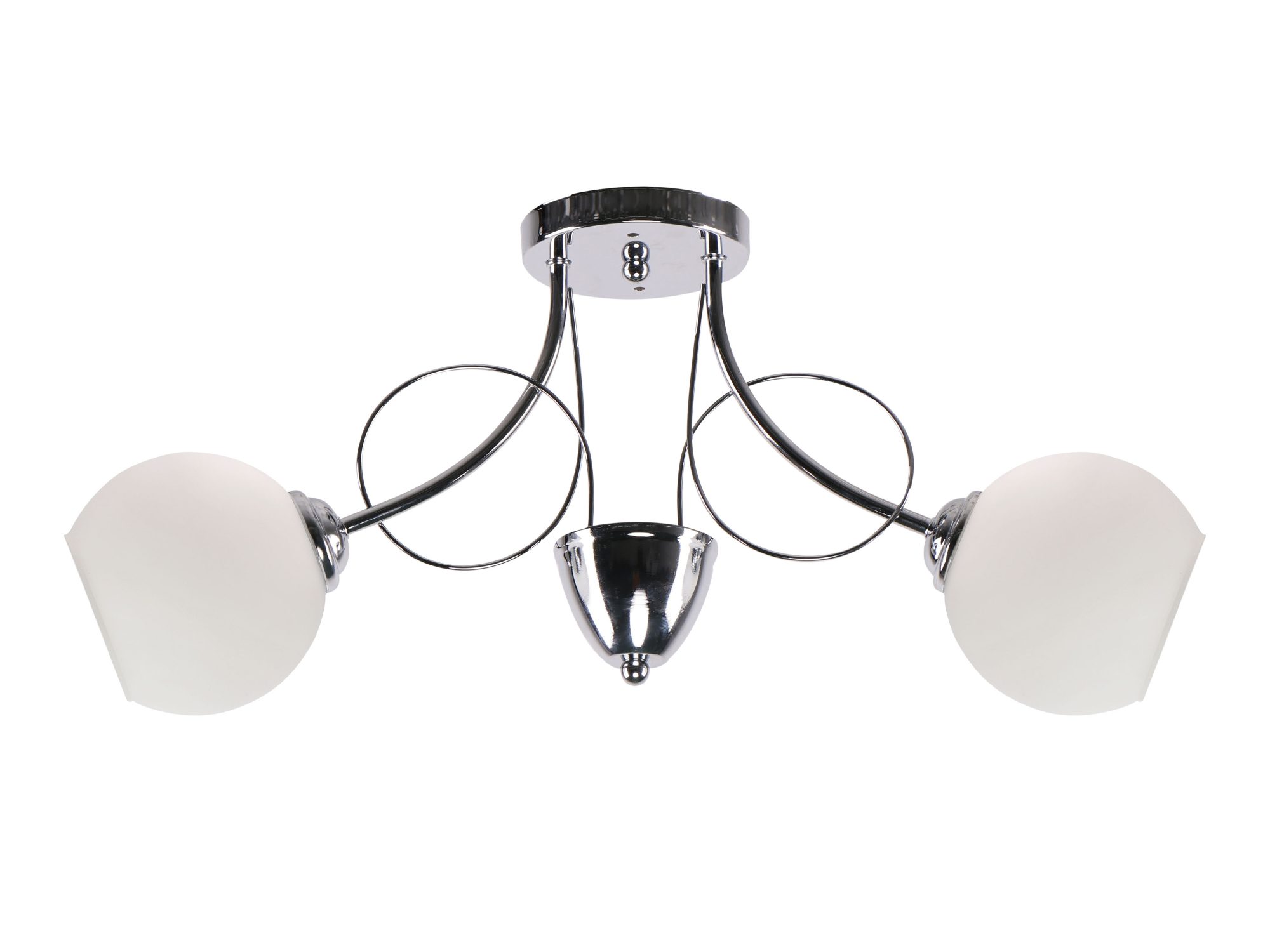 Lampa sufitowa Olasona chromowana z dwoma białymi kloszami