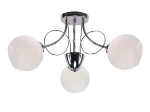 Miniaturka 2 - Lampa sufitowa Olasona chromowana z trzema białymi kloszami