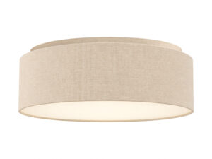 Miniaturka 2 - Lampa sufitowa Olineta 40 cm z beżowym abażurem z tkaniny na białym tle