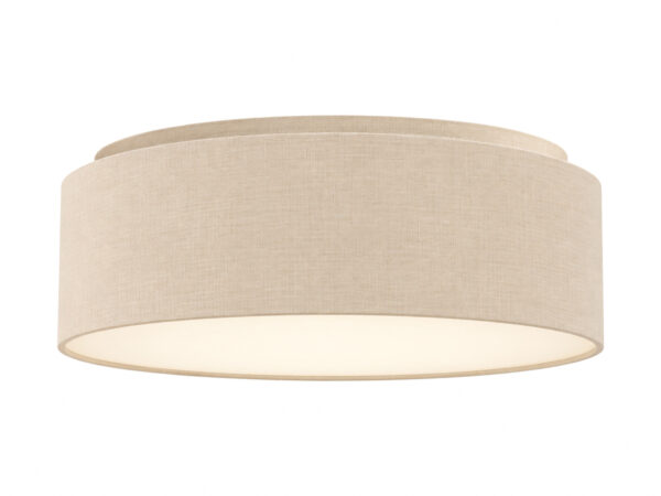 Lampa sufitowa Olineta 40 cm z beżowym abażurem z tkaniny na białym tle