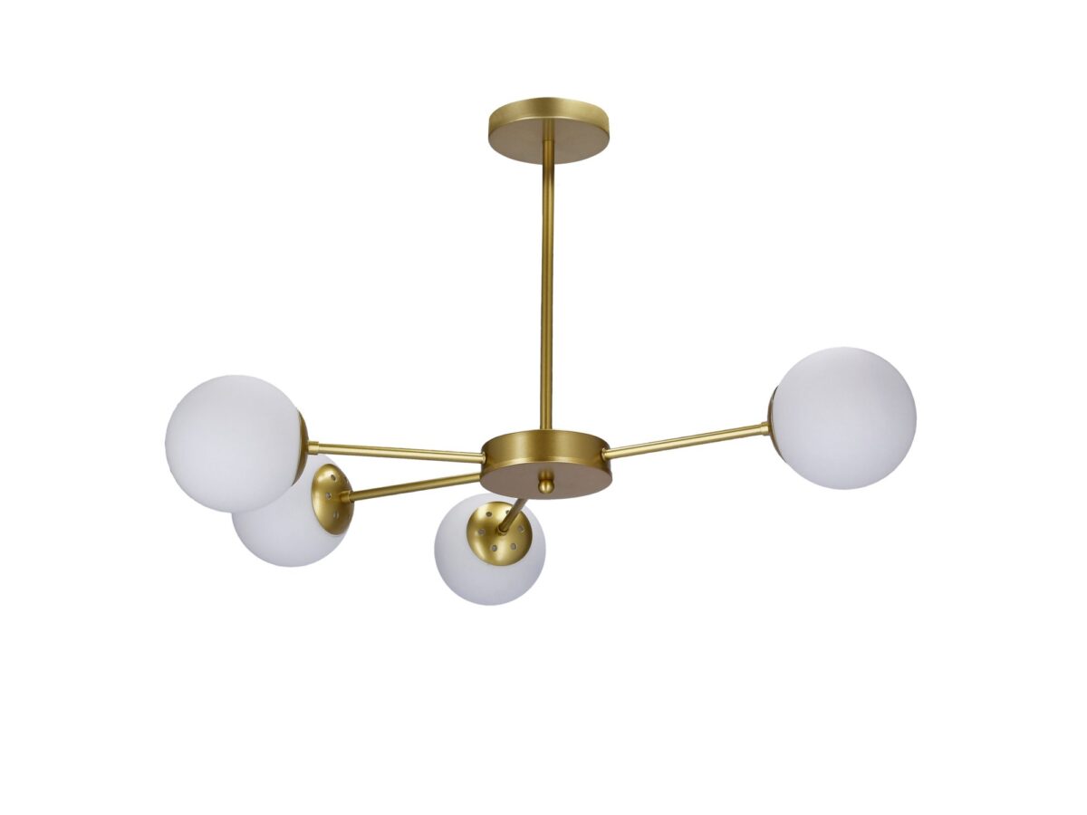 Lampa wisząca Omorona 4 × G9 66,5 cm mosiądz i białe szkło