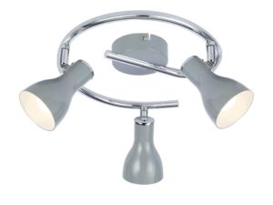 Miniaturka 3 - Lampa sufitowa Oramino szara z trzema kloszami i chromowaną spiralą
