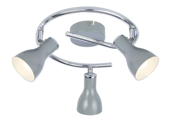 Lampa sufitowa Oramino szara z trzema kloszami i chromowaną spiralą