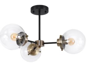 Miniaturka 3 - Czarna lampa Oratona z patyną i bezbarwnymi szklanymi kloszami – inne ujęcie