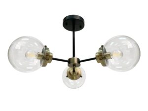 Miniaturka 4 - Lampa sufitowa Oratona czarna z patyną i trzema przezroczystymi kulami