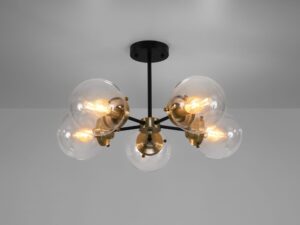 Miniaturka 3 - Lampa sufitowa Oratona z pięcioma rozświetlonymi szklanymi kulami
