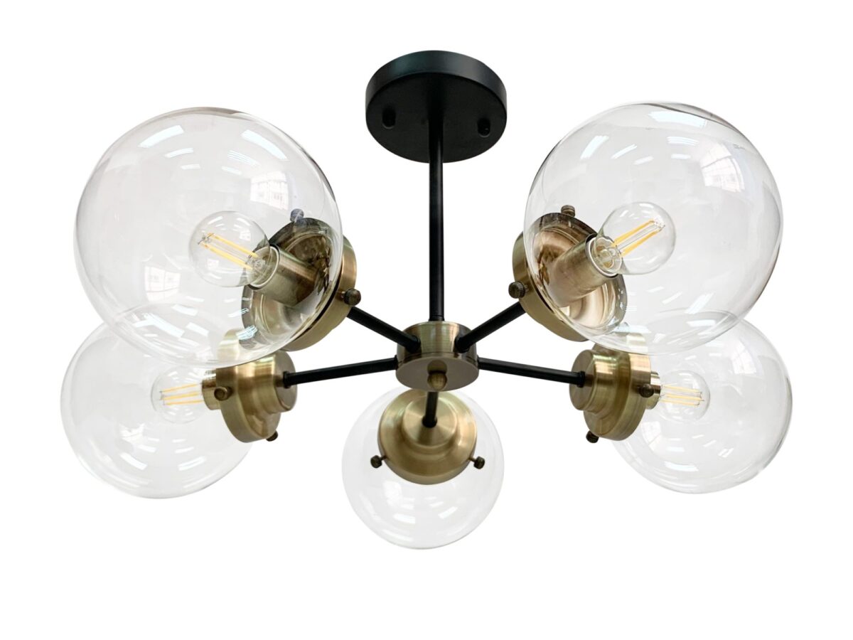 Lampa sufitowa Oratona 5-punktowa ze szklanymi kulami