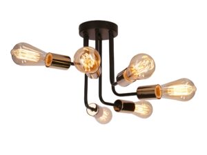 Miniaturka 1 - Lampa sufitowa Orevona z zapalonymi żarówkami na sześciu ramionach