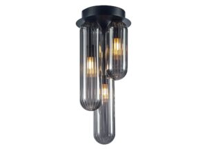 Miniaturka 5 - Czarna lampa sufitowa Orosena trzy szklane cylindry na białym tle