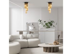 Miniaturka 3 - Złota trzypunktowa lampa sufitowa Orosena w aranżacji wnętrza