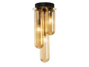 Miniaturka 1 - Złota lampa sufitowa Orosena trzy szklane cylindry na białym tle