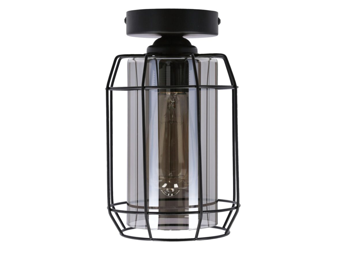 Lampa sufitowa Peralo 23 cm z dymionym szkłem czarna