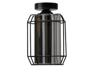 Miniaturka 1 - Lampa sufitowa Peralo z przydymionym cylindrem ze szkła – ujęcie boczne