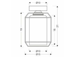 Miniaturka 1 - Lampa sufitowa Peralo schemat wysokości 21 cm i szerokości 15 cm