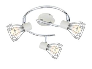 Miniaturka 3 - Lampa sufitowa Peredia z trzema chromowanymi koszyczkami i białymi oprawami