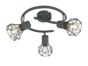 Miniaturka 1 - Szara lampa sufitowa Peredia z trzema metalowymi reflektorami
