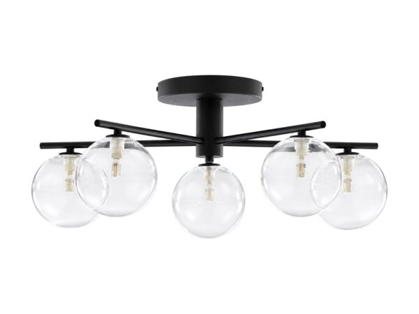 Lampa sufitowa Prato 5-punktowa ze szklanymi kloszami na białym tle