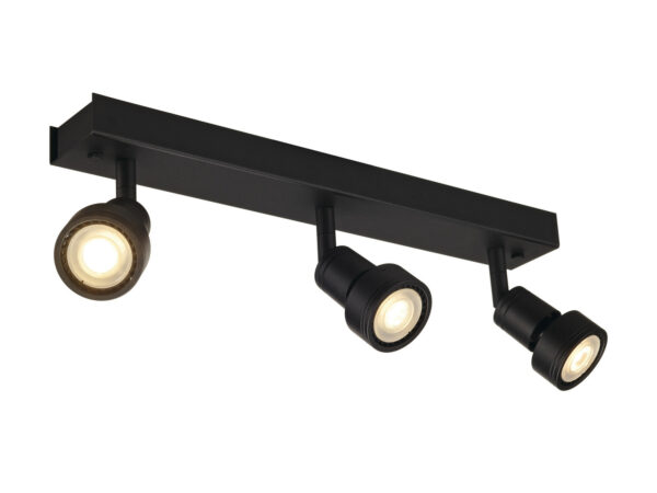 Lampa sufitowa Puri 3 czarna matowa trzy regulowane reflektory GU10