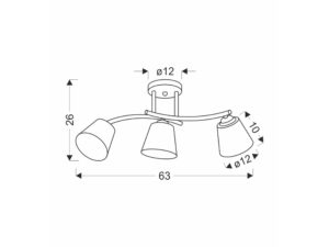 Miniaturka 2 - Lampa sufitowa Ralaveta schemat wymiarowy 63 cm szerokości i 26 cm wysokości
