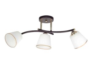 Miniaturka 3 - Lampa sufitowa Ralaveta trzy białe szklane klosze i ciemne ramiona ze złotymi detalami