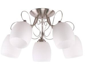 Miniaturka 2 - Lampa sufitowa Ralemena z pięcioma białymi szklanymi kloszami i chromem