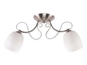 Miniaturka 2 - Lampa sufitowa Ralemena 2-punktowa, dwa białe klosze i chromowane ramiona