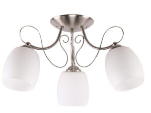 Miniaturka 2 - Lampa sufitowa Ralemena 3-punktowa z białymi kloszami i chromowanymi ramionami