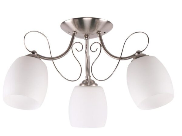 Lampa sufitowa Ralemena 3-punktowa z białymi kloszami i chromowanymi ramionami