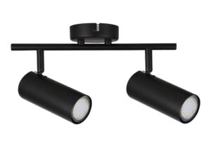 Miniaturka 8 - Lampa sufitowa Ralosia czarna z dwoma cylindrycznymi reflektorami