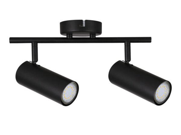 Lampa sufitowa Ralosia czarna z dwoma cylindrycznymi reflektorami