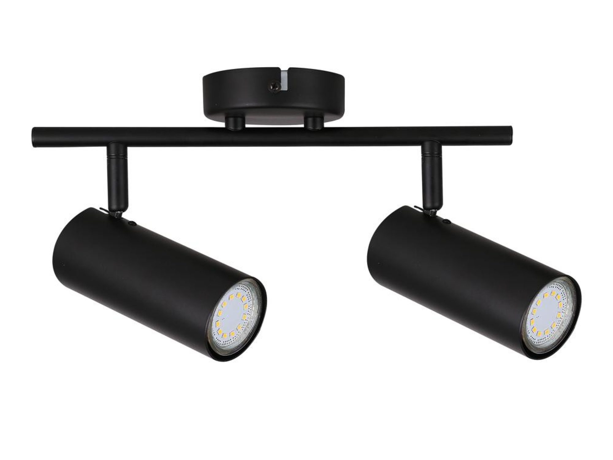 Lampa sufitowa Ralosia czarna z dwoma cylindrycznymi reflektorami