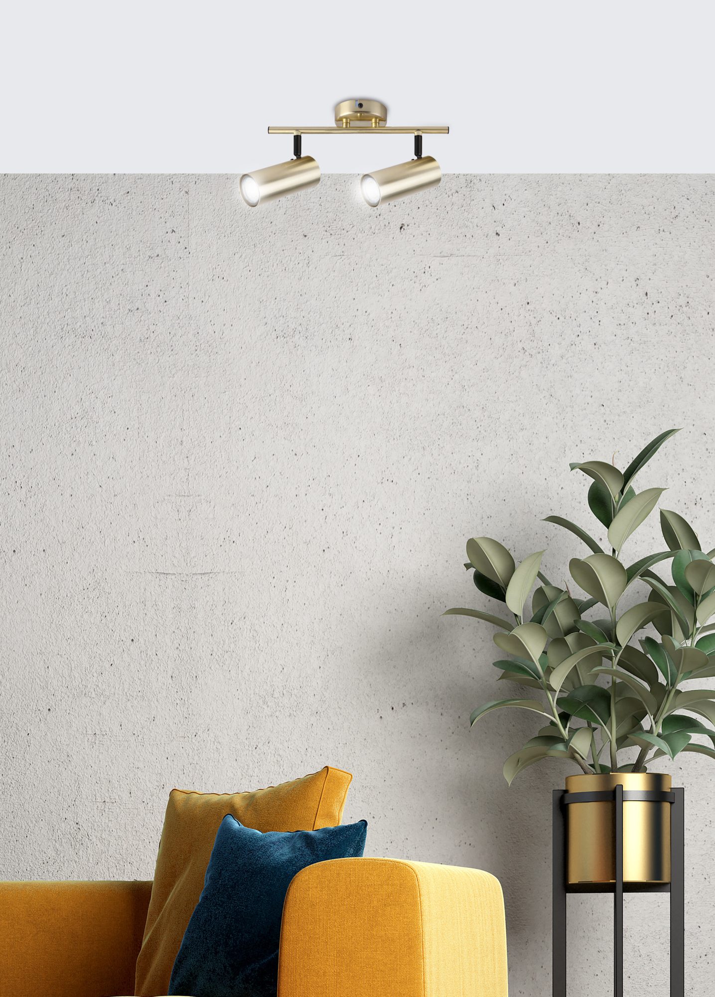 Mosiężna lampa Ralosia w aranżacji salonu