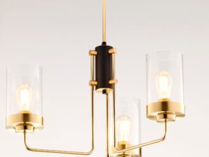 Miniaturka 3 - Lampa sufitowa Ramirez z trzema przezroczystymi kloszami widok ukośny