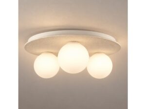 Miniaturka 4 - Biała lampa sufitowa Revimira 50 cm z trzema świecącymi kulami