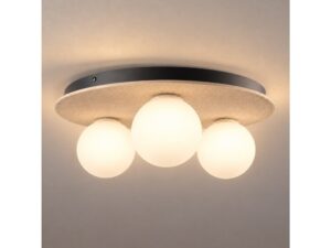 Miniaturka 2 - Lampa sufitowa Revimira naturalna 50 cm, trzy opalowe kule po włączeniu światła