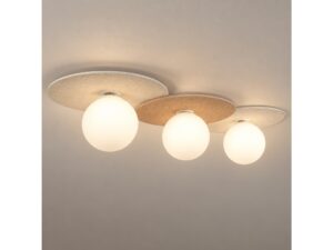 Miniaturka 1 - Podłużna lampa sufitowa Revimira 80 cm z trzema włączonymi kloszami