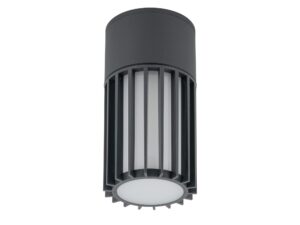 Miniaturka 2 - Lampa sufitowa Ribo szara IP54 z ryflowaną obudową i białym kloszem