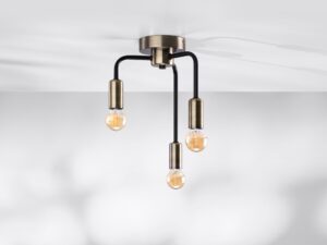 Miniaturka 1 - Lampa sufitowa Romareta patyna i czarny mat 3×E14 22 cm – zdjęcie 2