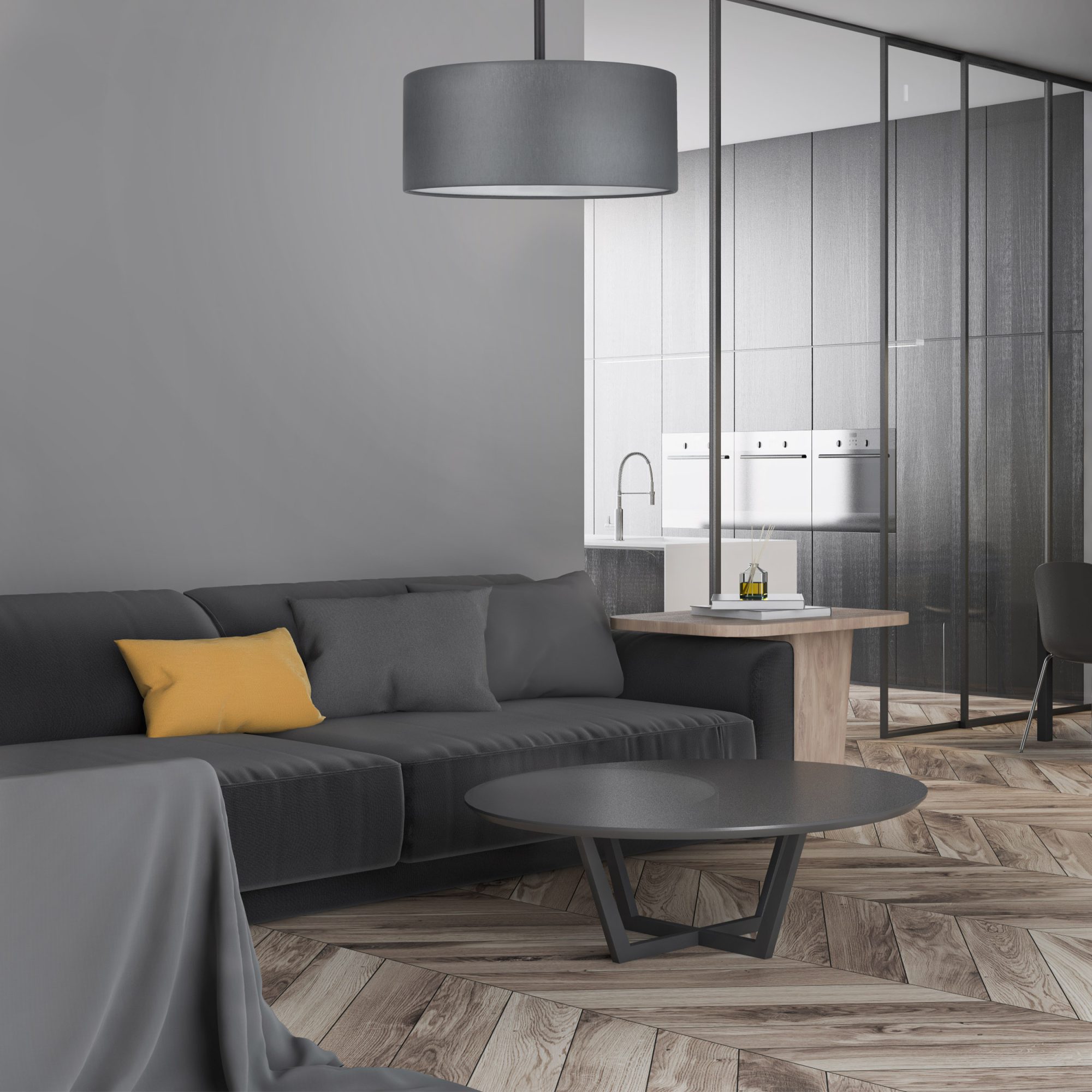 Lampa sufitowa Rondo z czterema kloszami w aranżacji pomieszczenia