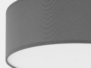 Miniaturka 2 - Lampa sufitowa Rondo grafitowa, zbliżenie na tekstylny abażur i białą dolną osłonę