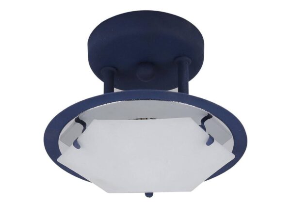 Lampa sufitowa Salada niebieska z białym geometrycznym kloszem