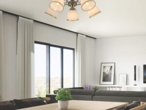 Miniaturka 1 - Lampa Salema z pięcioma białymi kloszami w aranżacji salonu