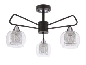 Miniaturka 2 - Lampa sufitowa Salorela czarna z trzema przezroczystymi kloszami