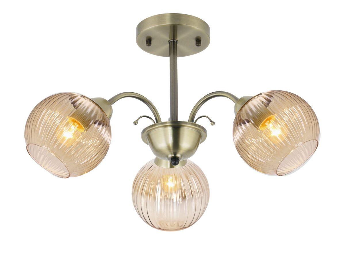 Lampa sufitowa Salovina 3-punktowa z bursztynowymi kloszami