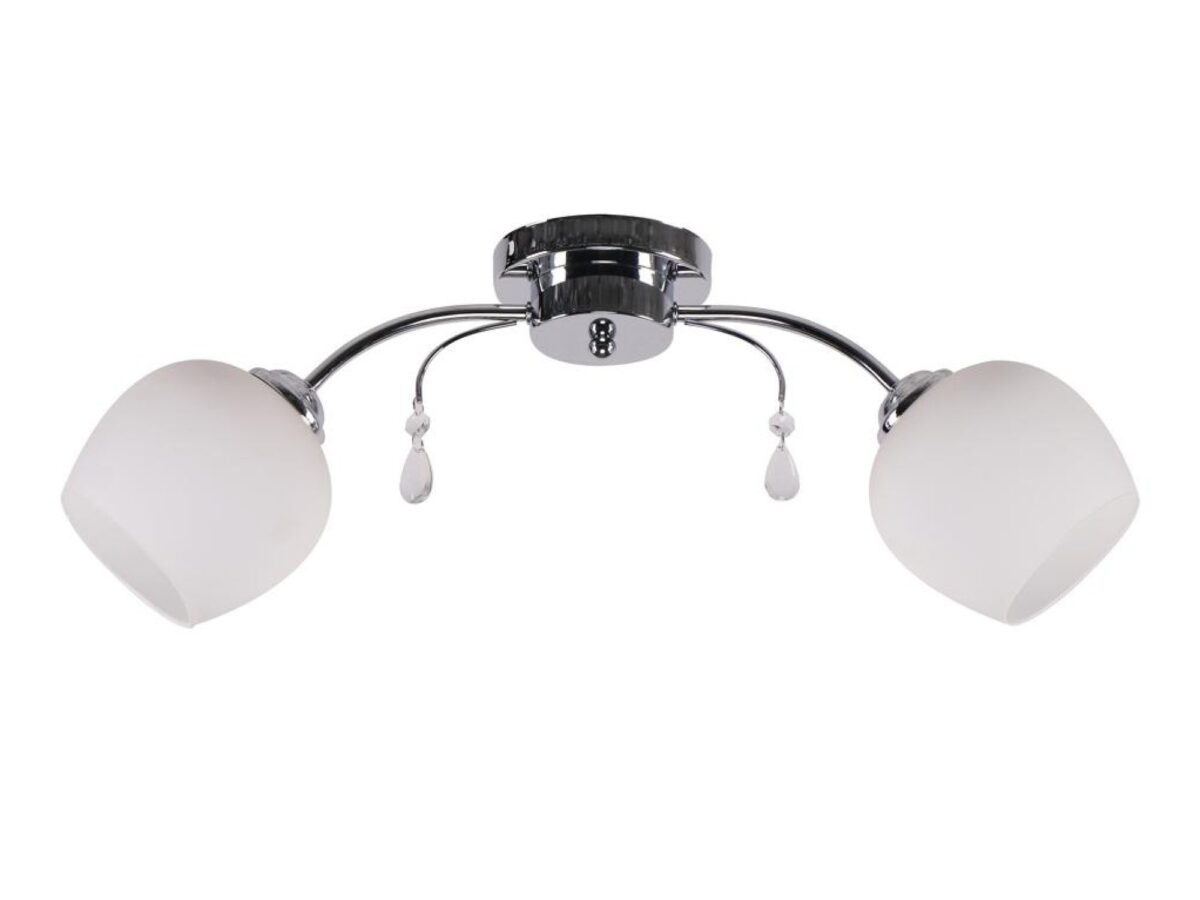 Lampa sufitowa Savoleta 2-punktowa chrom białe klosze 56 cm
