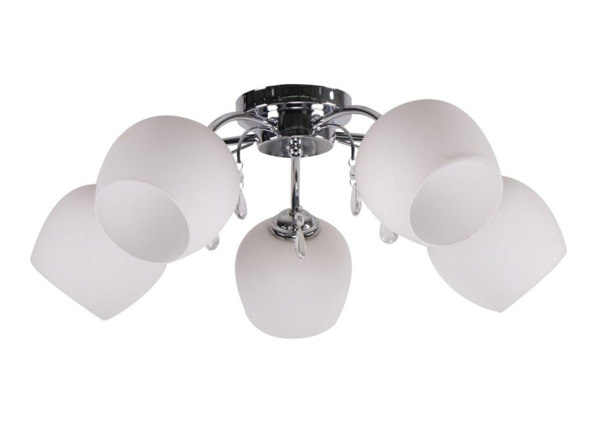 Lampa sufitowa Savoleta 5-punktowa z białymi kloszami