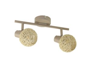 Miniaturka 5 - Lampa sufitowa Serodia dwupunktowa kaszmirowa z dwoma ażurowymi kulami na białym tle