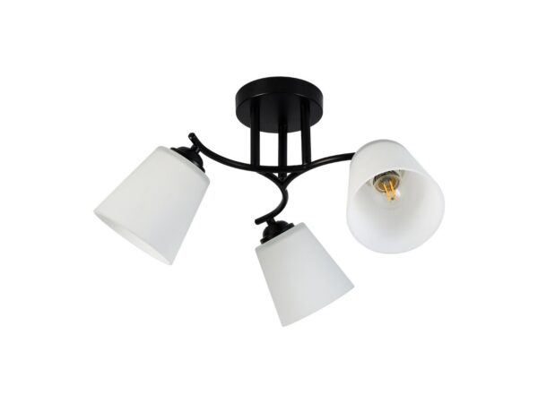 Lampa sufitowa Silodeta 3-punktowa, wersja czarna, cała oprawa na białym tle